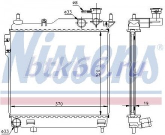 GETZ Радиатор охлаждения двигателя (372x320мм) (Nissens) (Ava) (см.каталог)