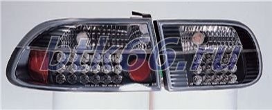 CIVIC Фонарь задний внешний левый + правый (комплект) тюнинг (3 дв) прозрачный с диодами (Sonar) внутри черный-хромированный