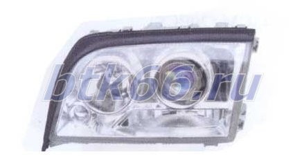 W140 Фара левая тюнинг линзованная прозрачная хрустальная внутри хромированная