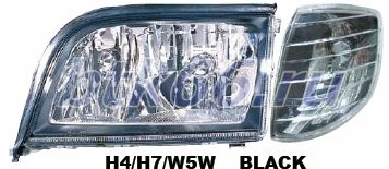 W140 Фара левая + правая (комплект) тюнинг прозрачная хрустальная + указатель поворота внутри черный