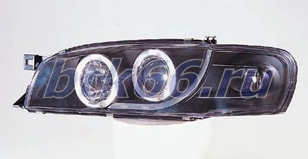 IMPREZA Фара левая + правая (комплект) тюнинг линзованная с 2 светящимися ободками, литой указатель поворота (Sonar) внутри черная